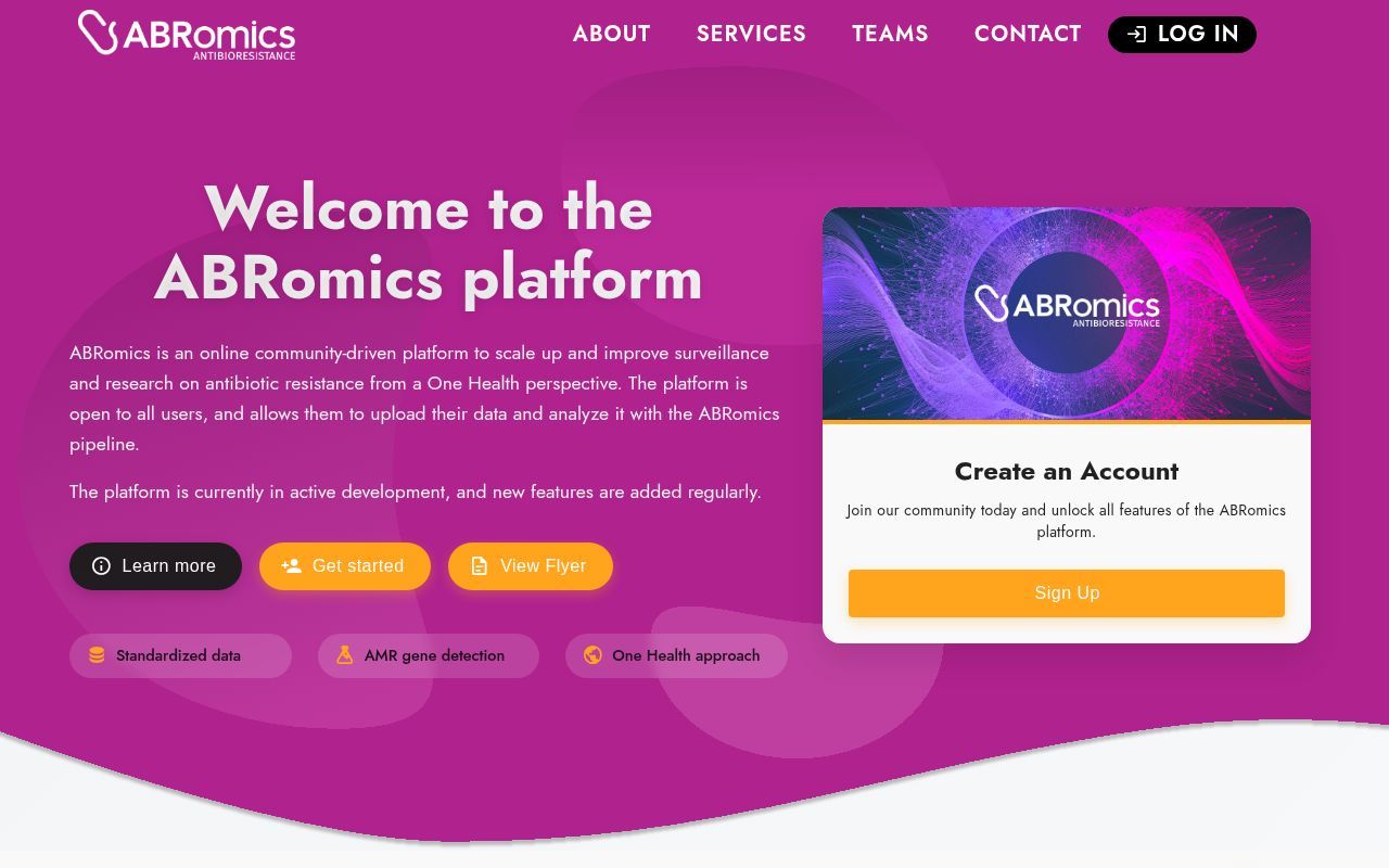 Homepage screenshot of analysis.abromics.fr