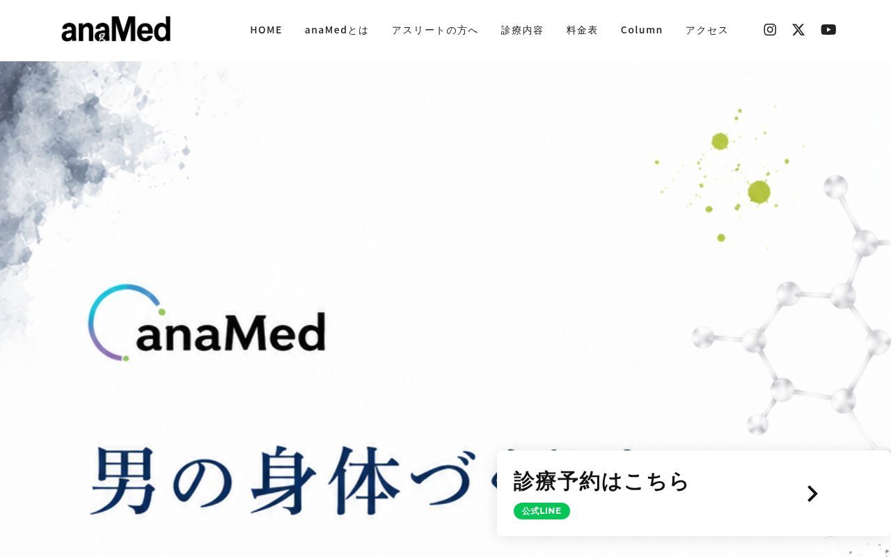 Homepage screenshot of anamed.jp