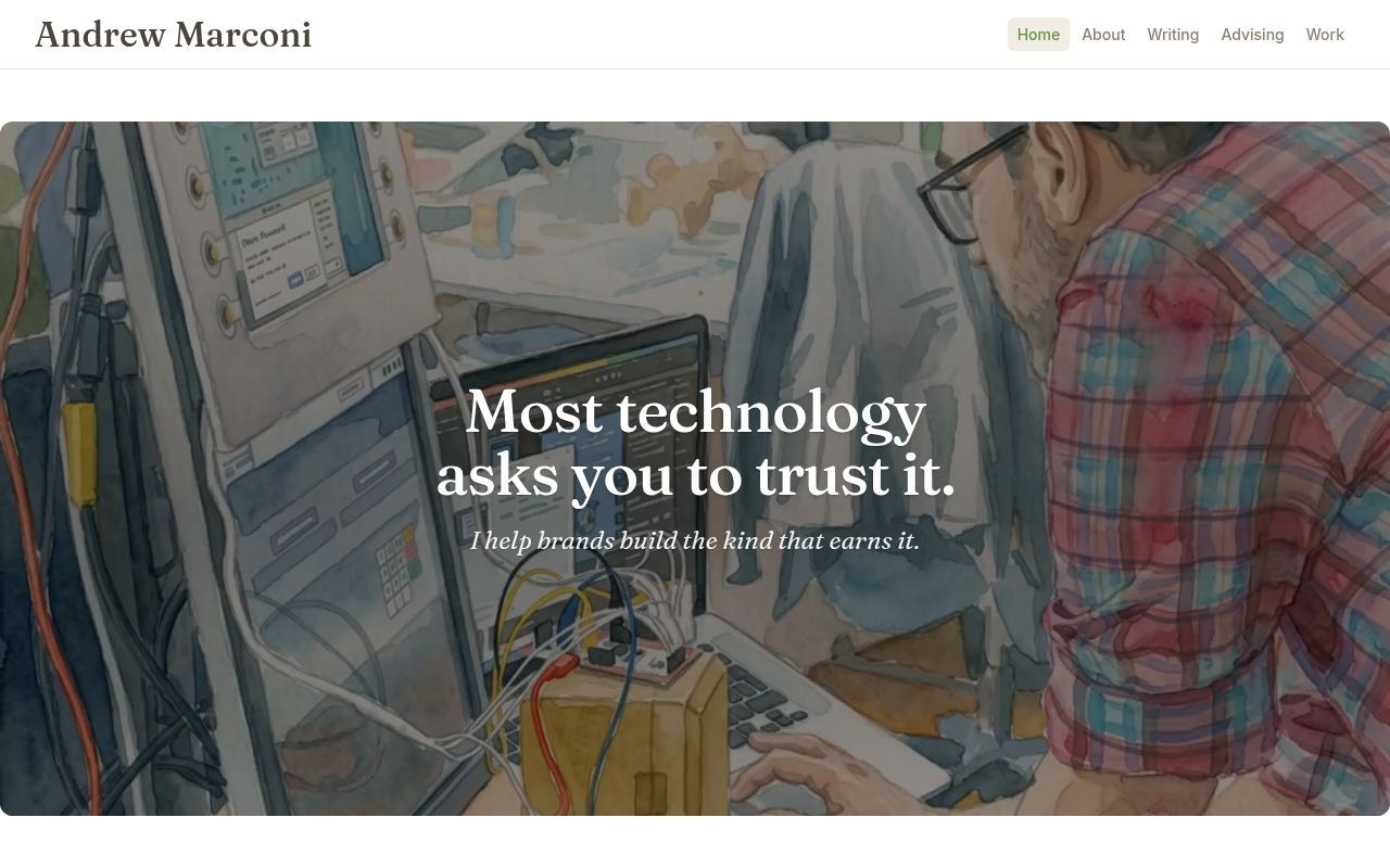 Homepage screenshot of andrewmarconi.com