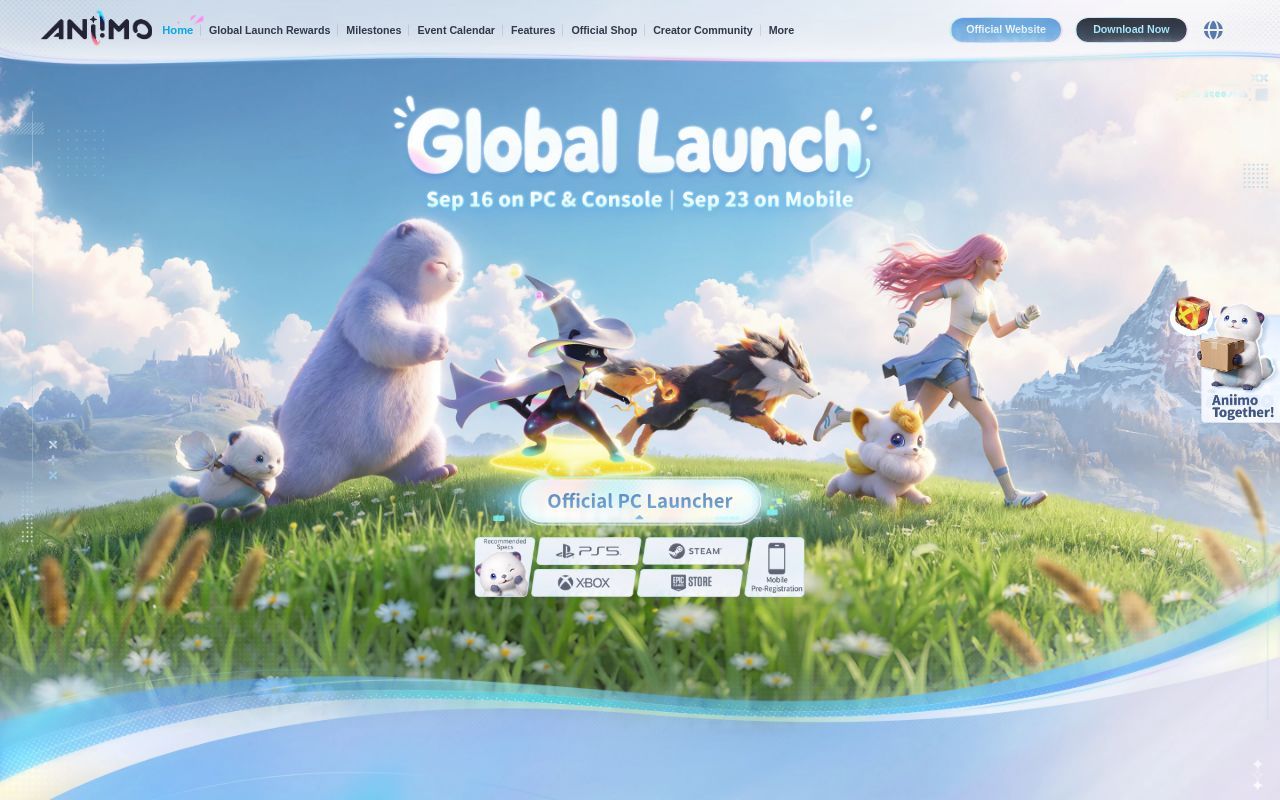 Homepage screenshot of aniimo.com