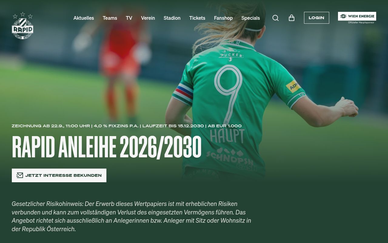 Homepage screenshot of anleihe.skrapid.at