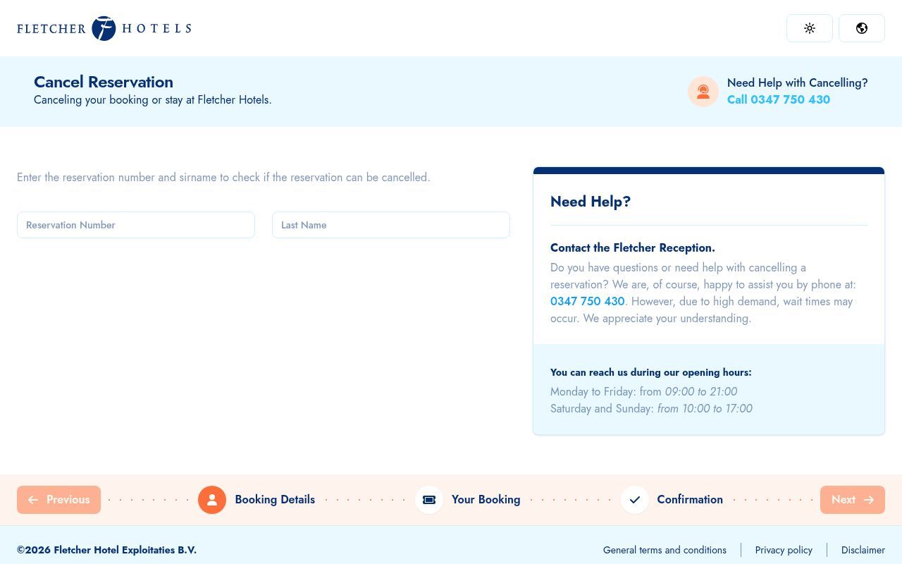 Homepage screenshot of annuleren.fletcher.nl