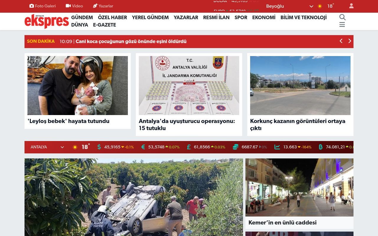 Homepage screenshot of antalyaekspres.com.tr