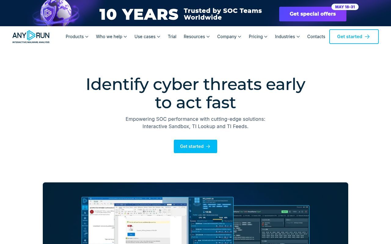 Homepage screenshot of any.run