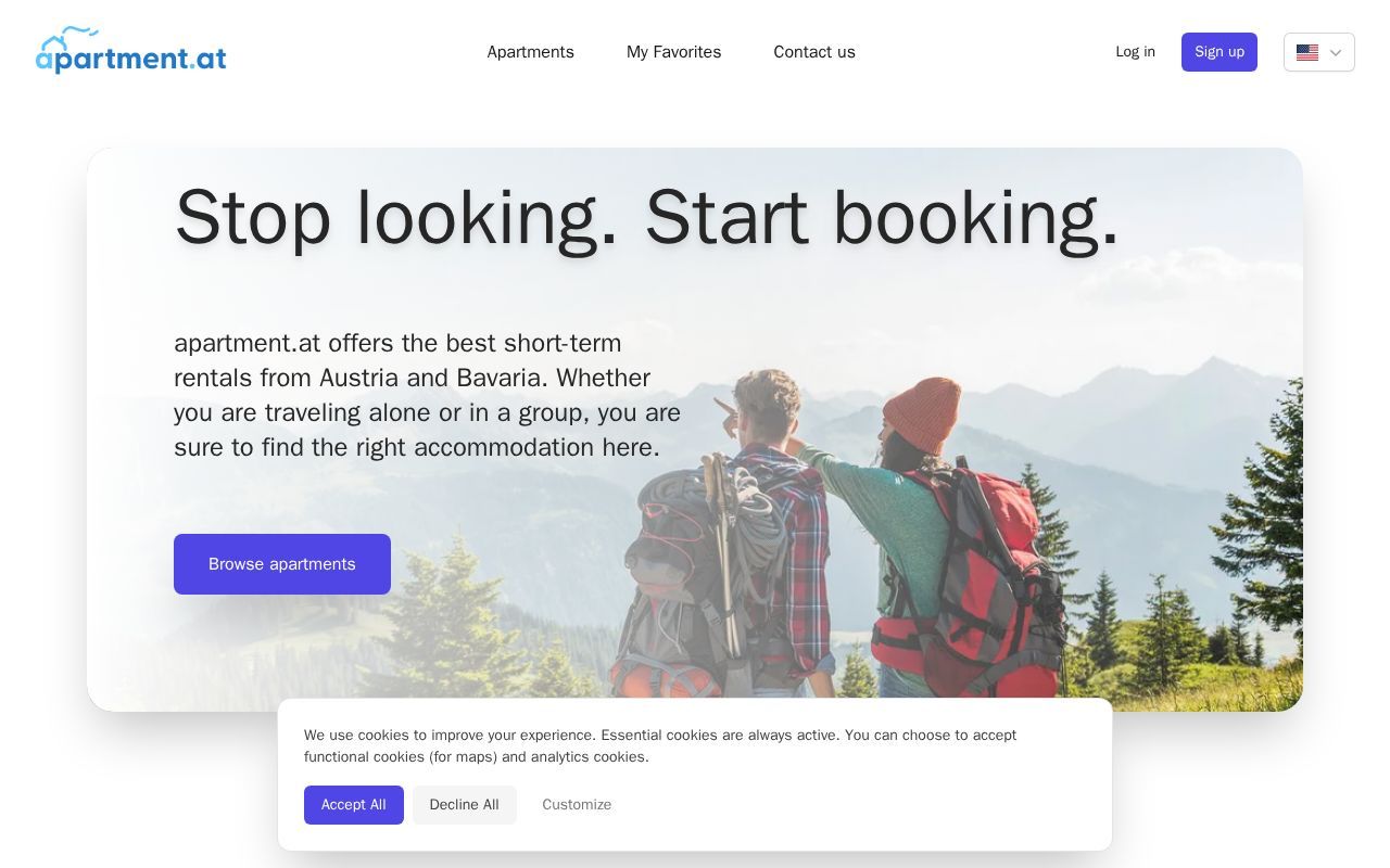 Homepage screenshot of apartment.at