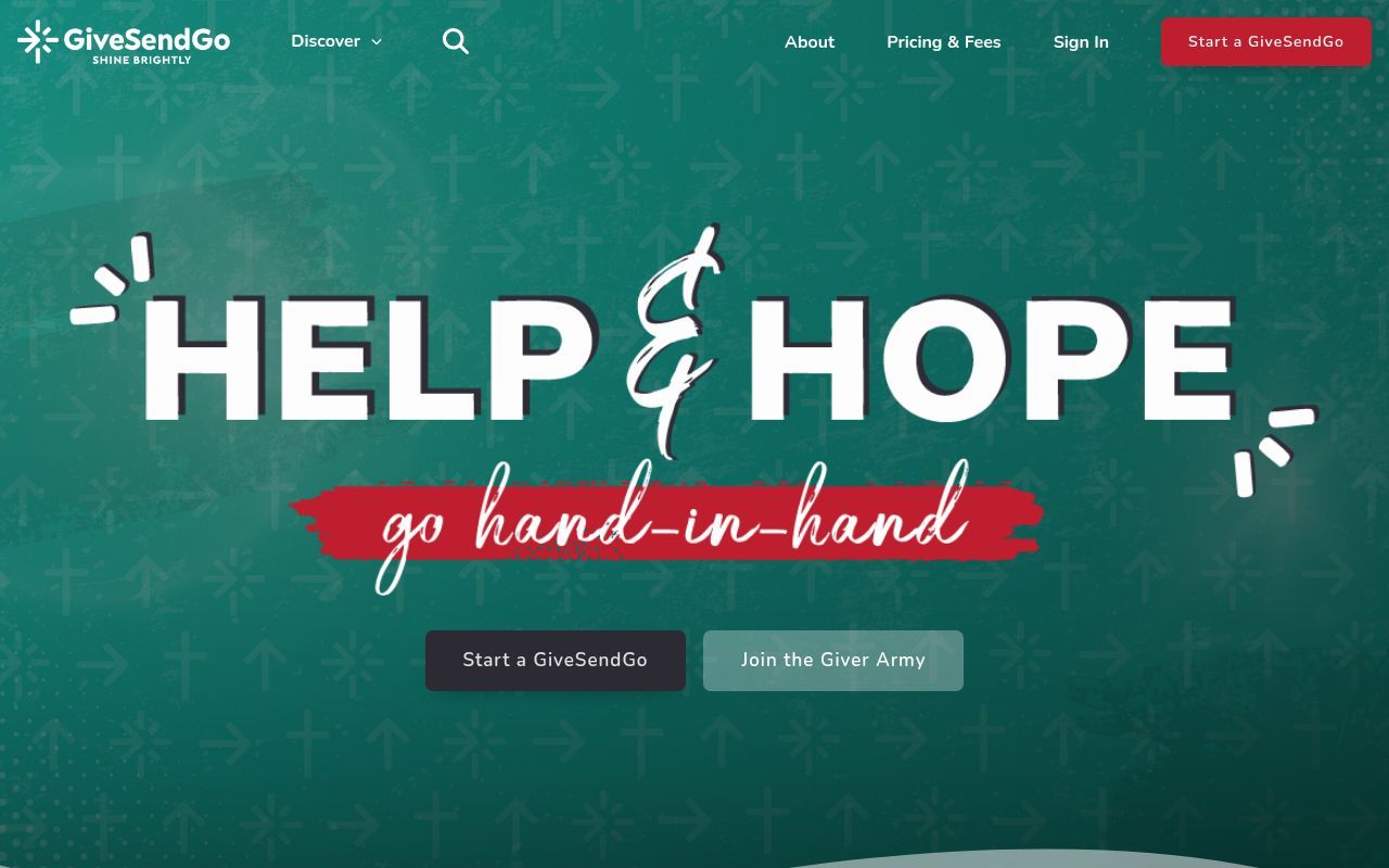 Homepage screenshot of api.givesendgo.com