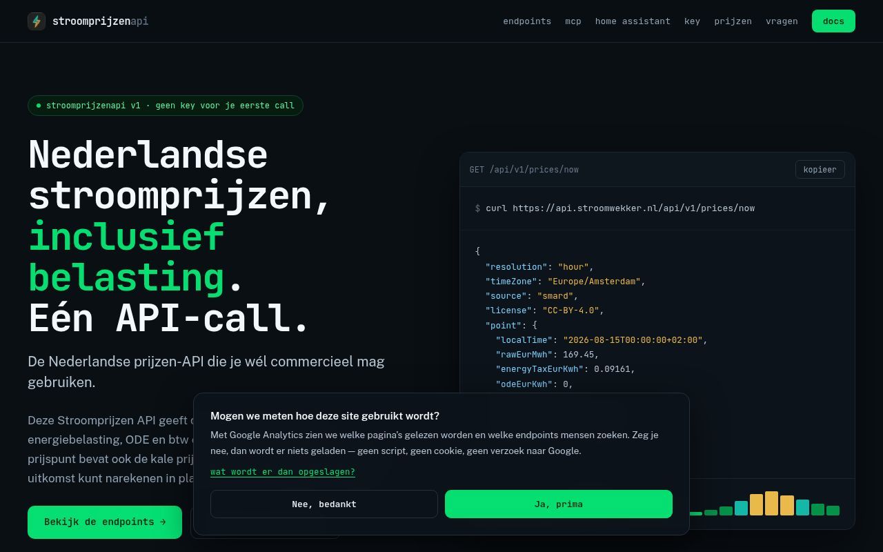 Homepage screenshot of api.stroomwekker.nl