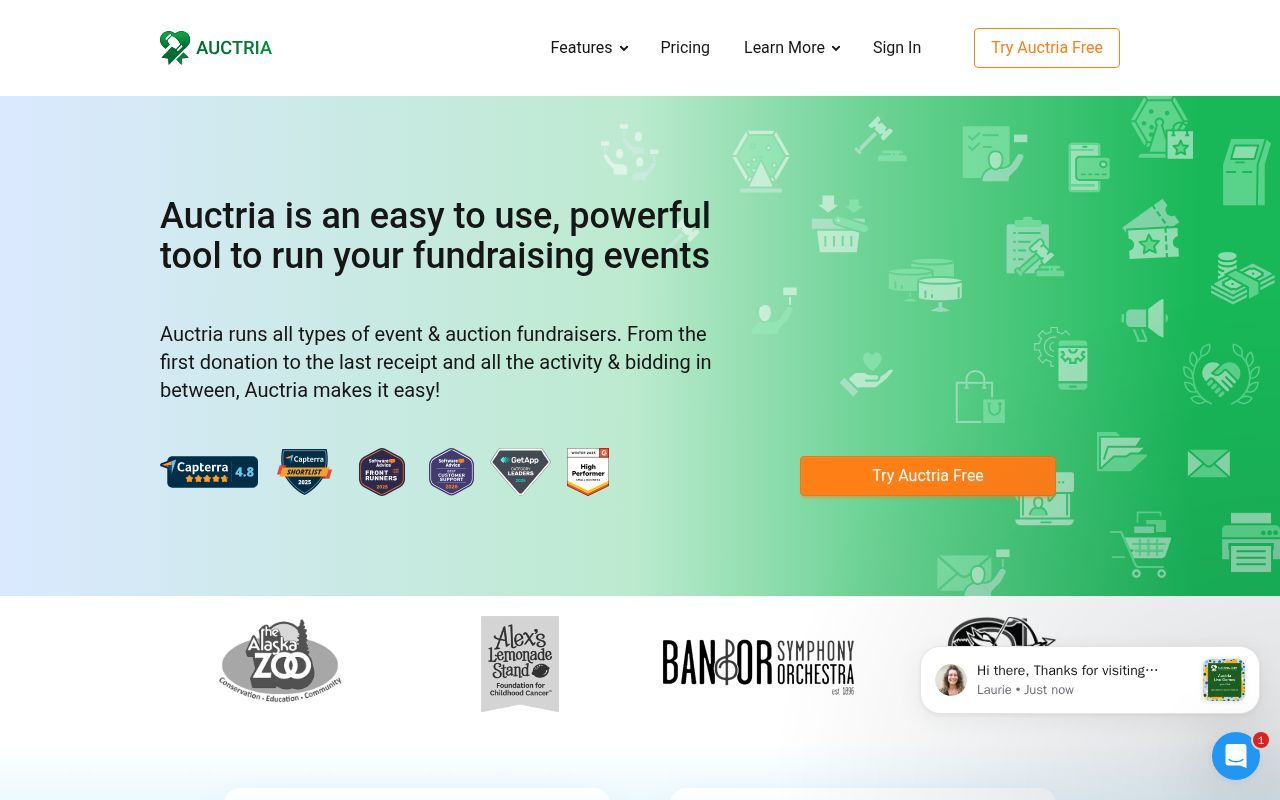Homepage screenshot of app.auctria.com