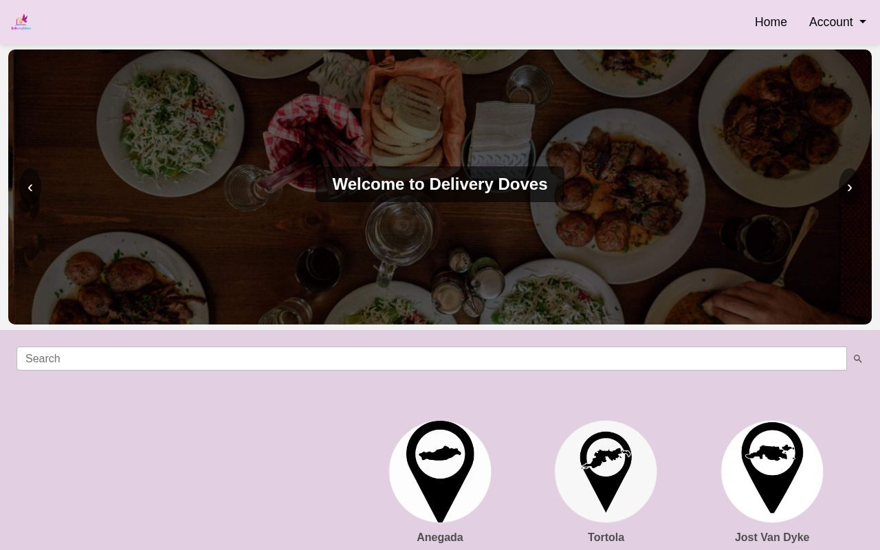Homepage screenshot of app.deliverydoves.com