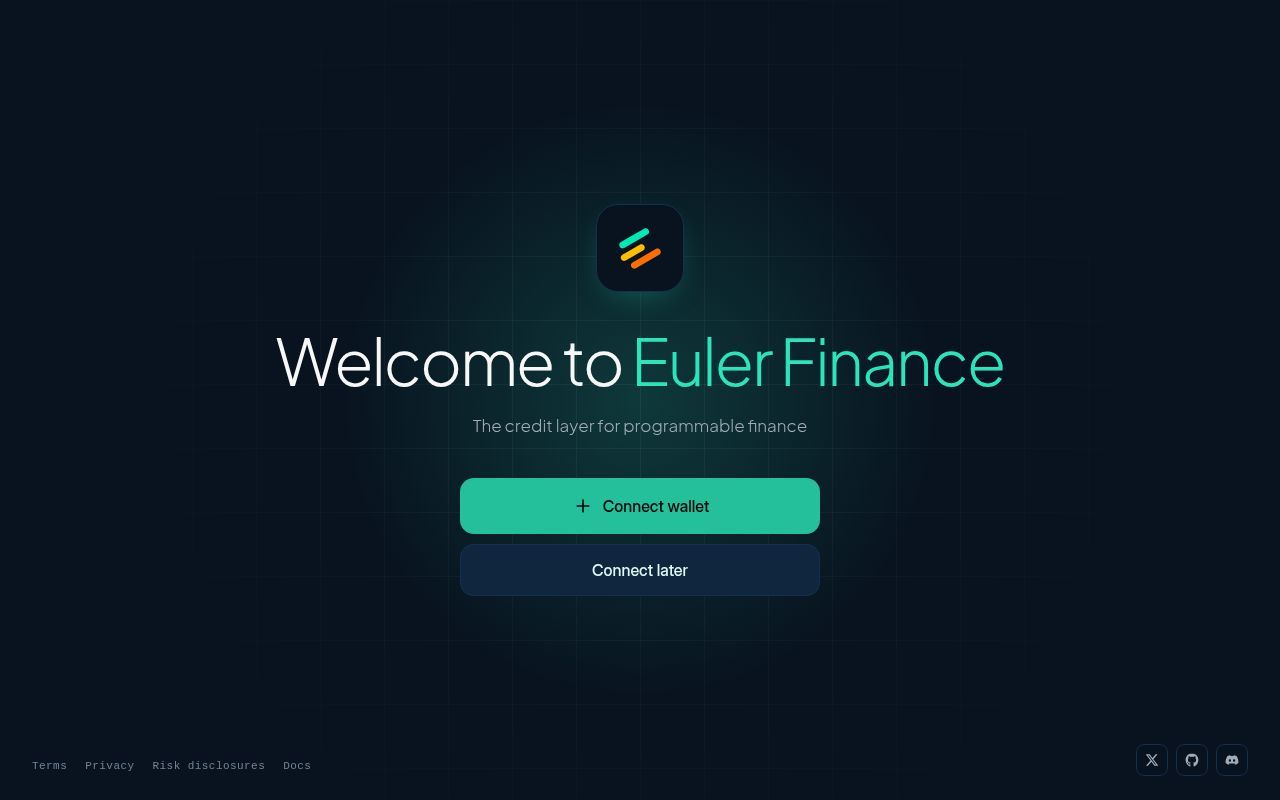 Homepage screenshot of app.euler.finance