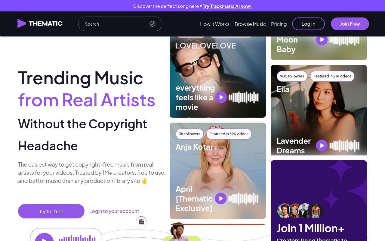 Homepage screenshot of app.hellothematic.com