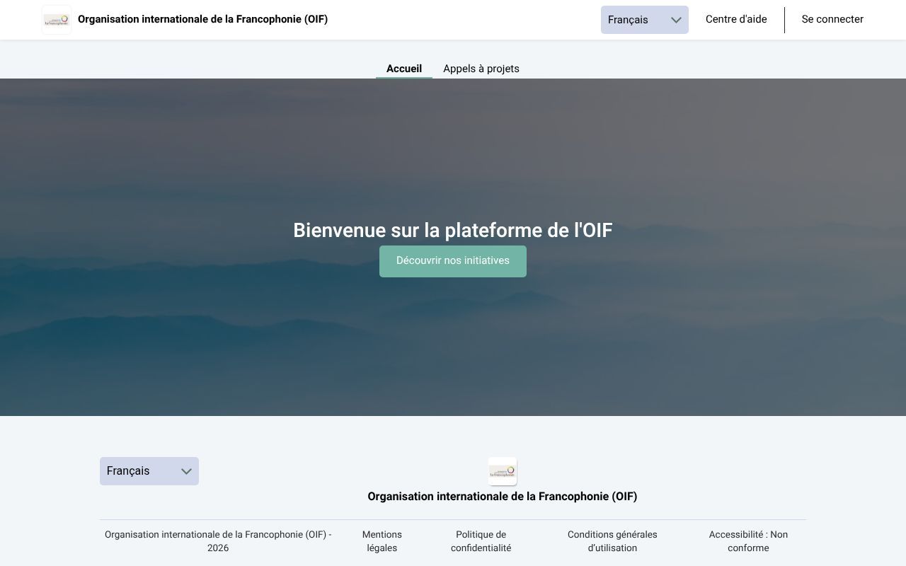 Homepage screenshot of appelsaprojets.francophonie.org