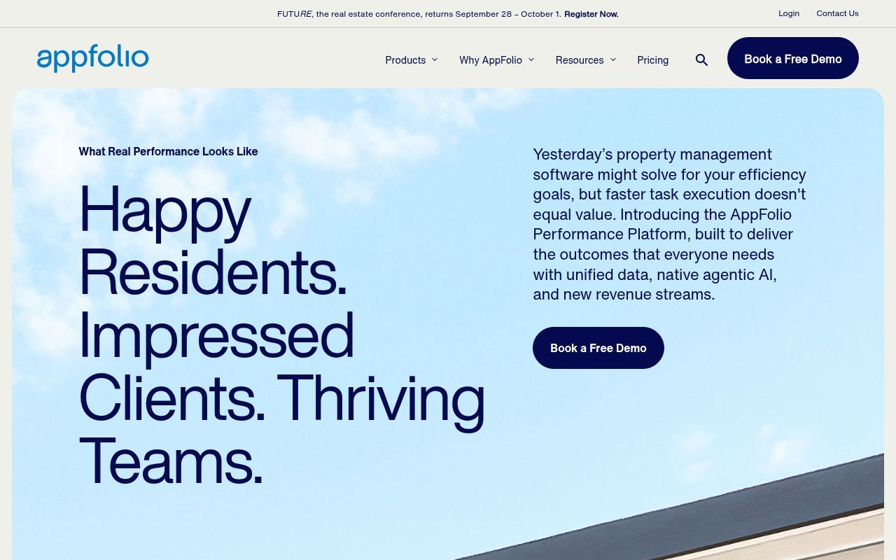 Homepage screenshot of appfolio.com