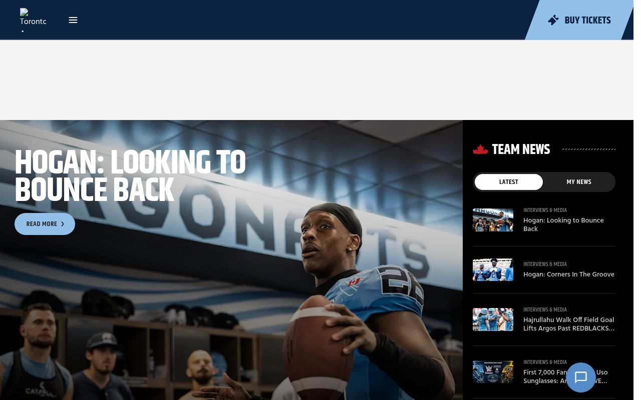 Homepage screenshot of argonauts.ca
