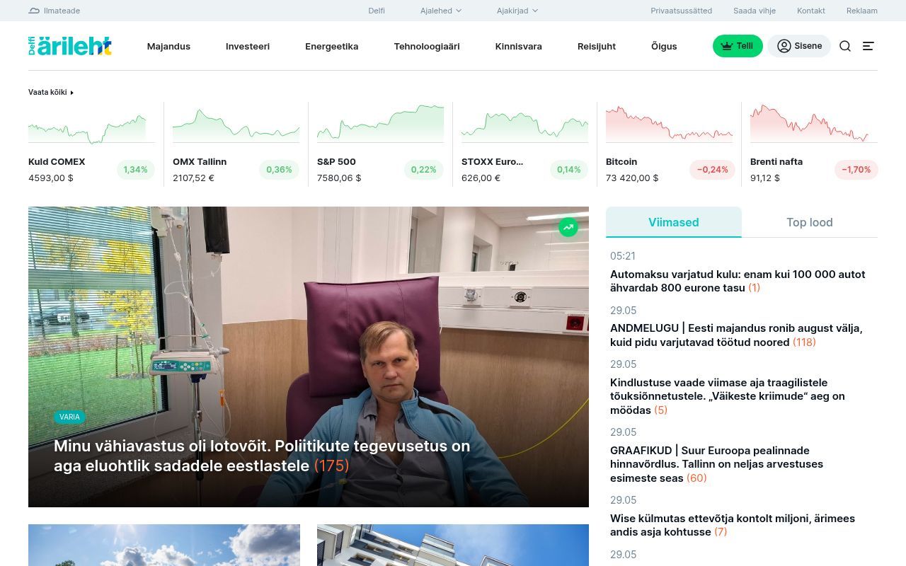 Homepage screenshot of arileht.delfi.ee