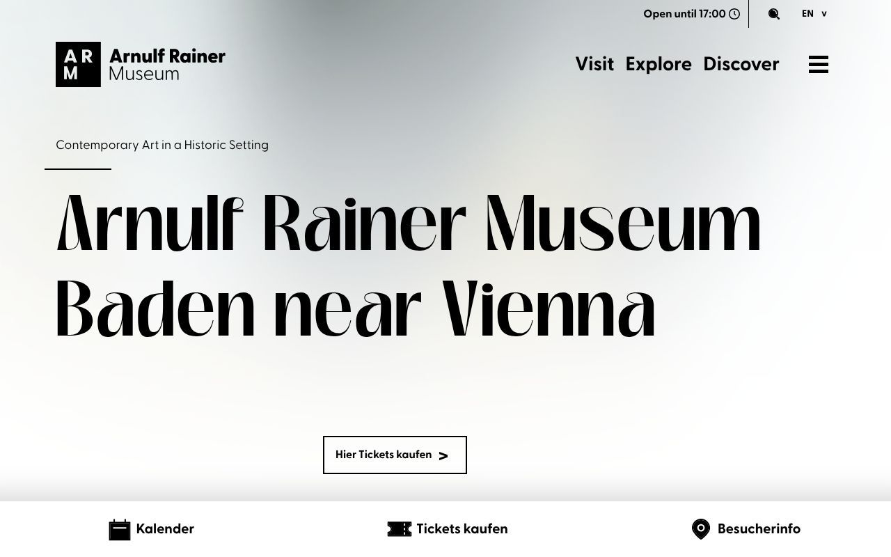 Homepage screenshot of arnulf-rainer-museum.at