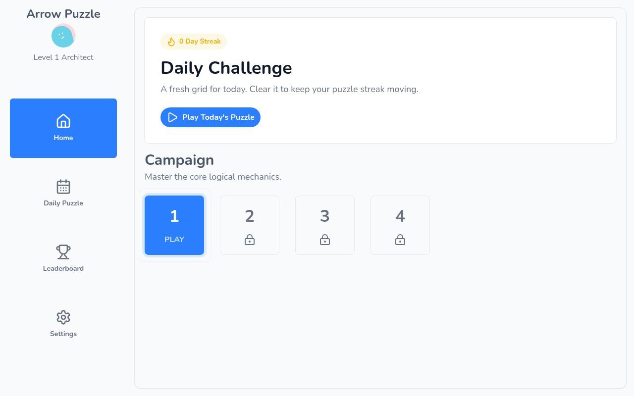 Homepage screenshot of arrowpuzzle.org