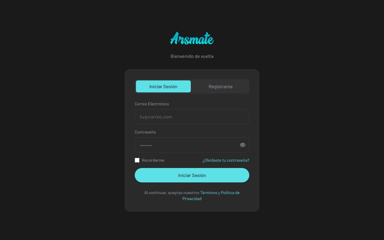 Homepage screenshot of arsmate.com