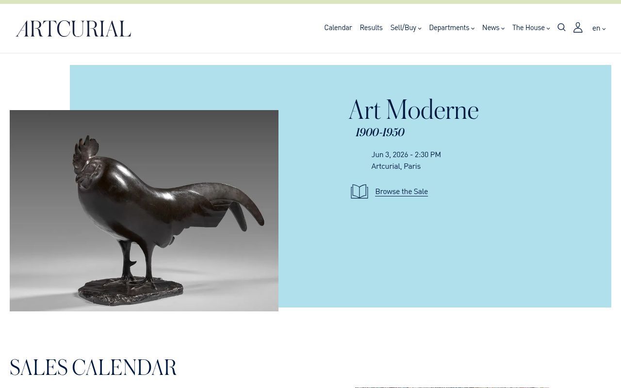 Homepage screenshot of artcurial.com