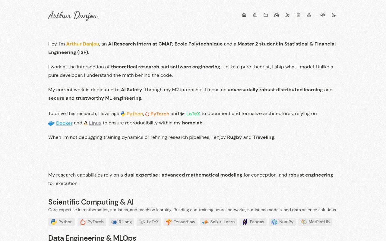 Homepage screenshot of arthurdanjou.fr