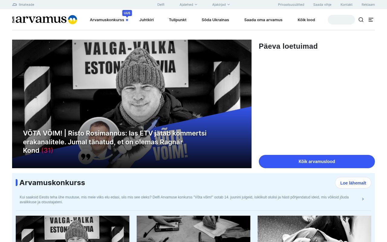 Homepage screenshot of arvamus.delfi.ee