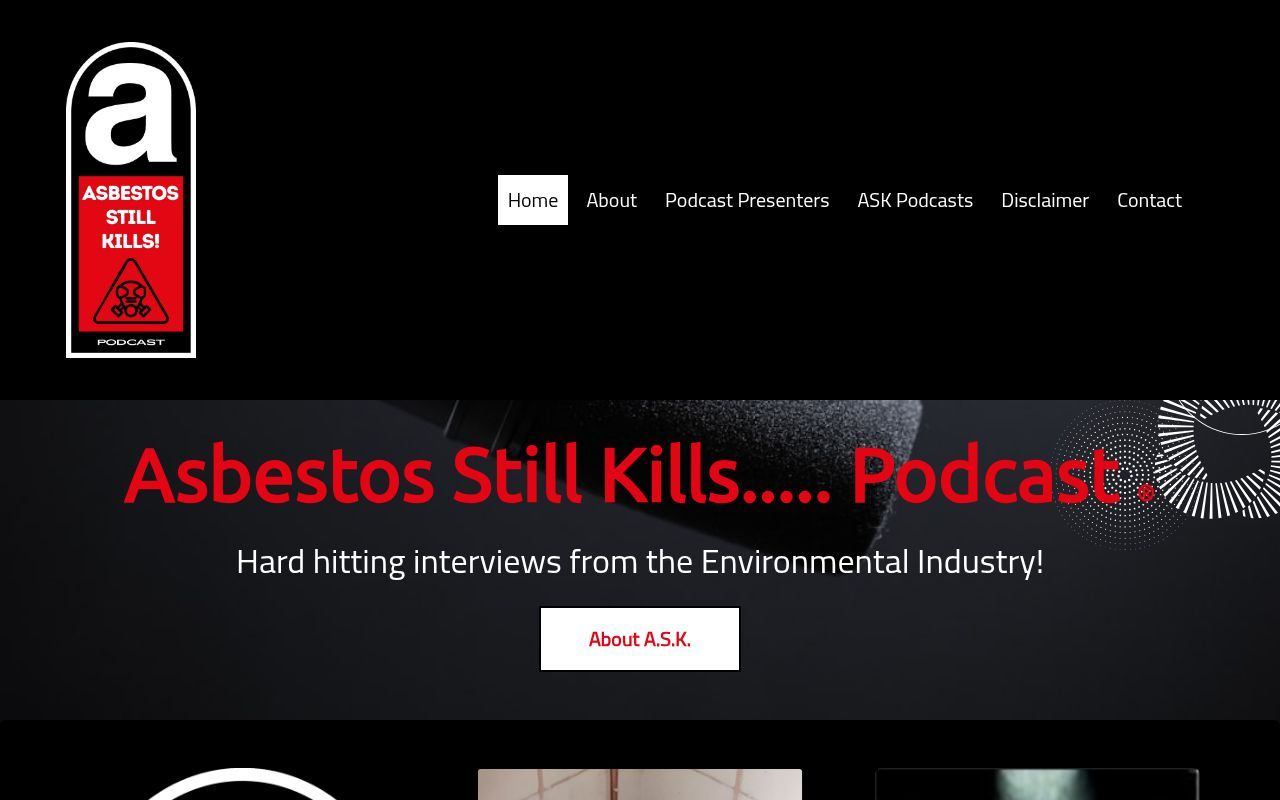 Homepage screenshot of asbestosstillkills.com
