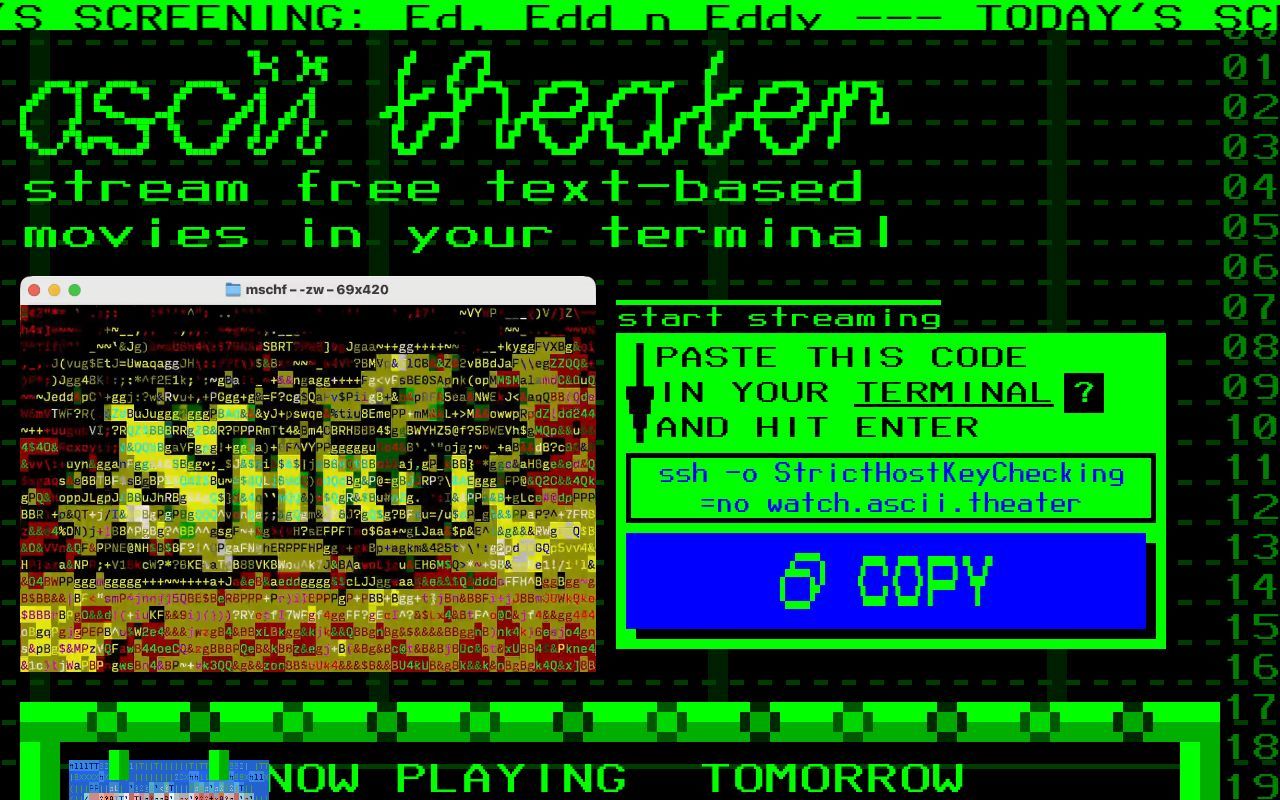 Homepage screenshot of ascii.theater