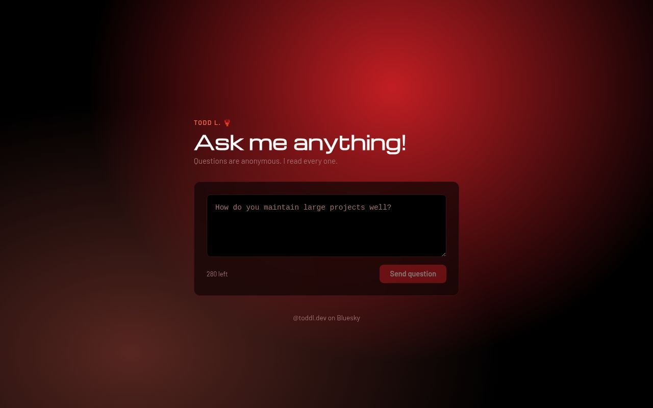Homepage screenshot of asktodd.netlify.app