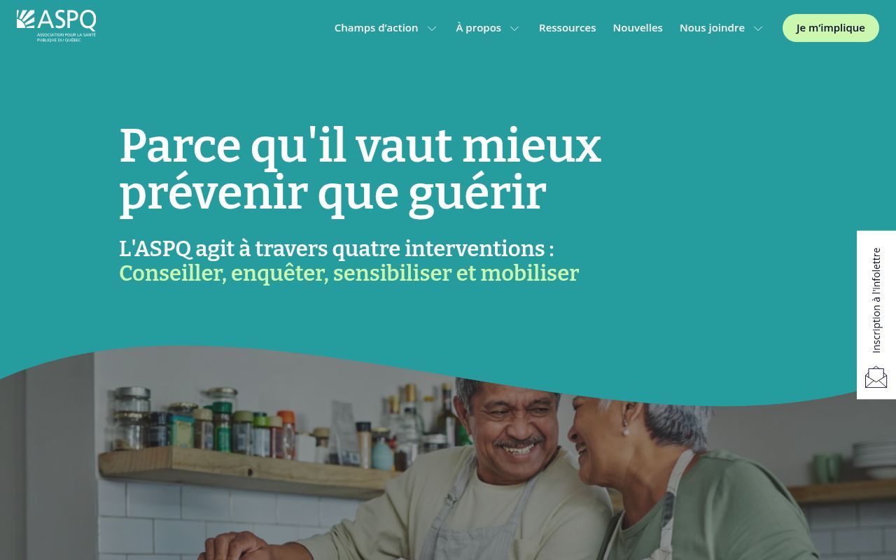Homepage screenshot of aspq.org
