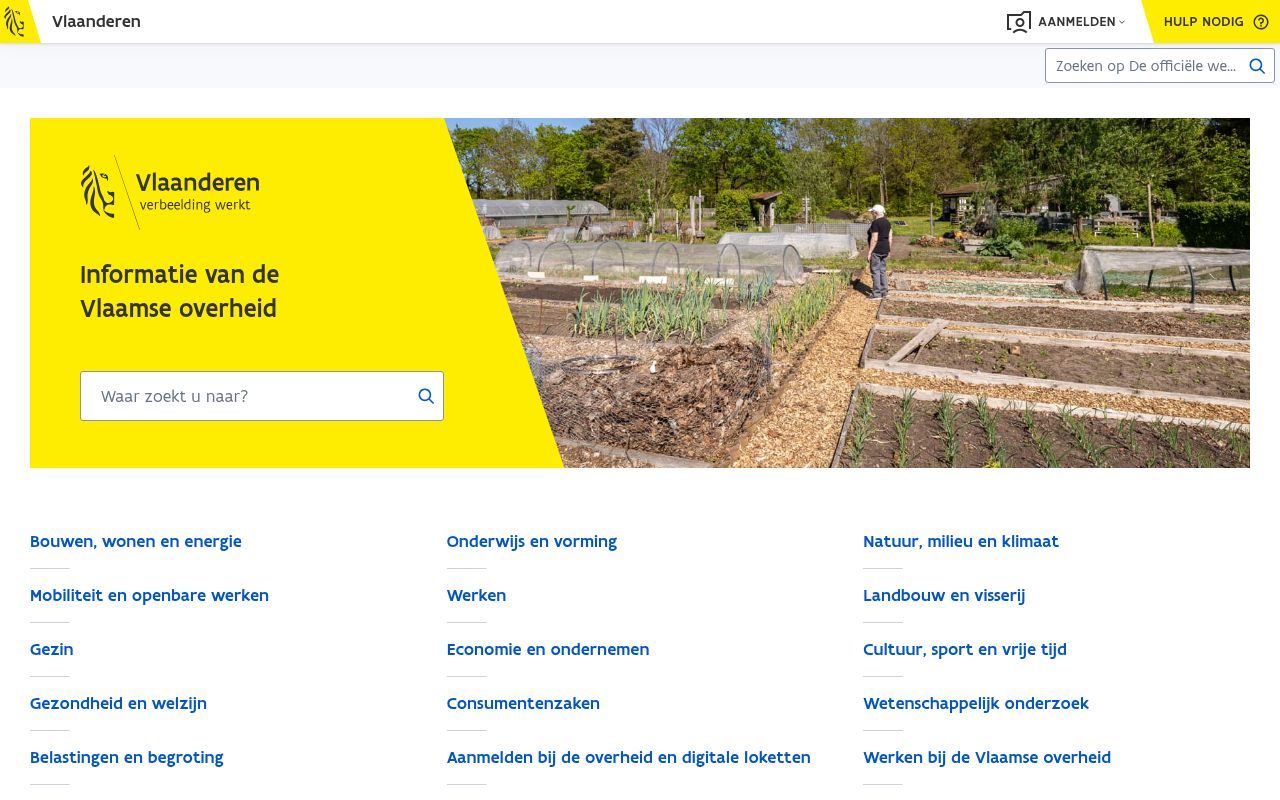Homepage screenshot of assets.vlaanderen.be