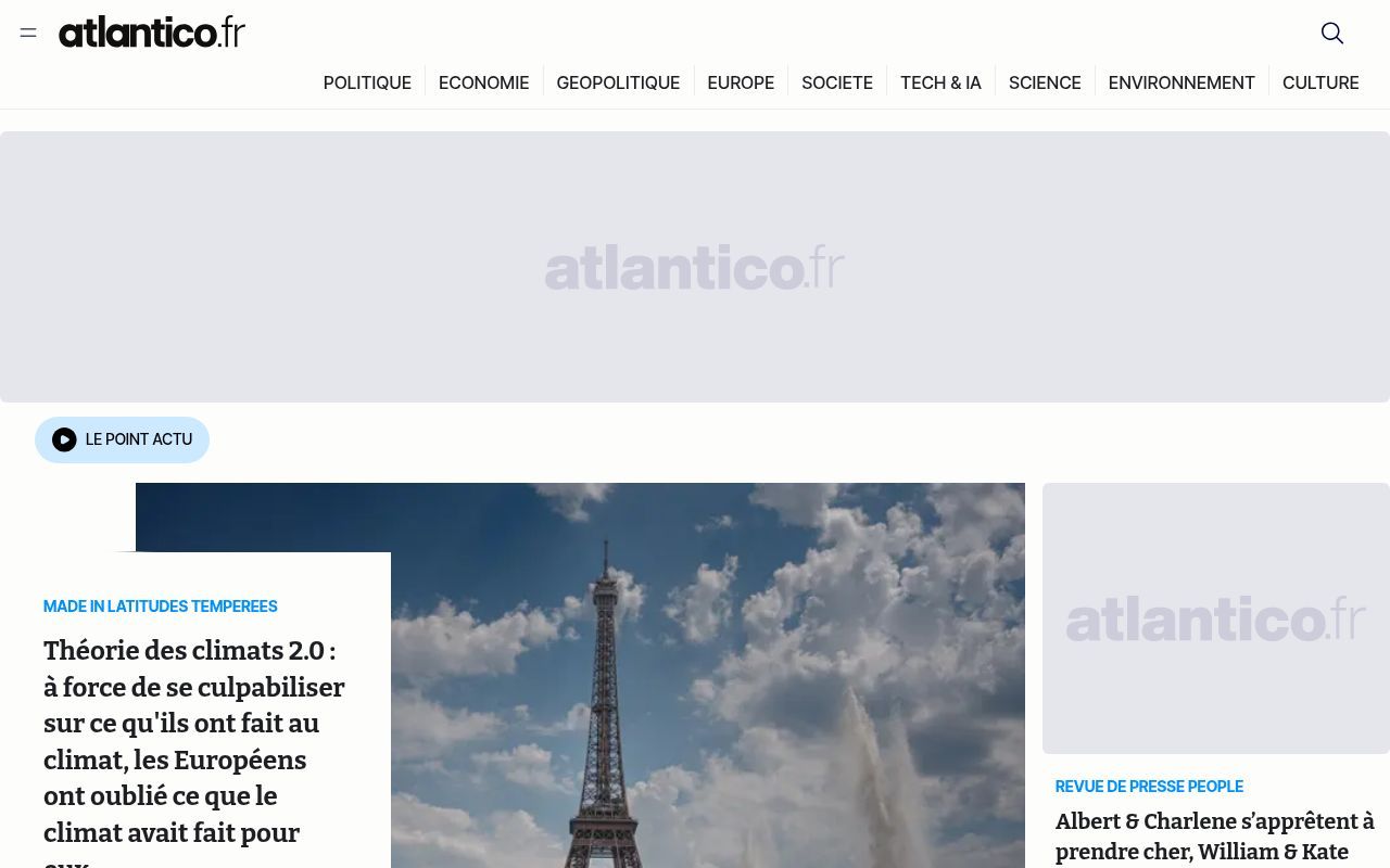 Homepage screenshot of atlantico.fr