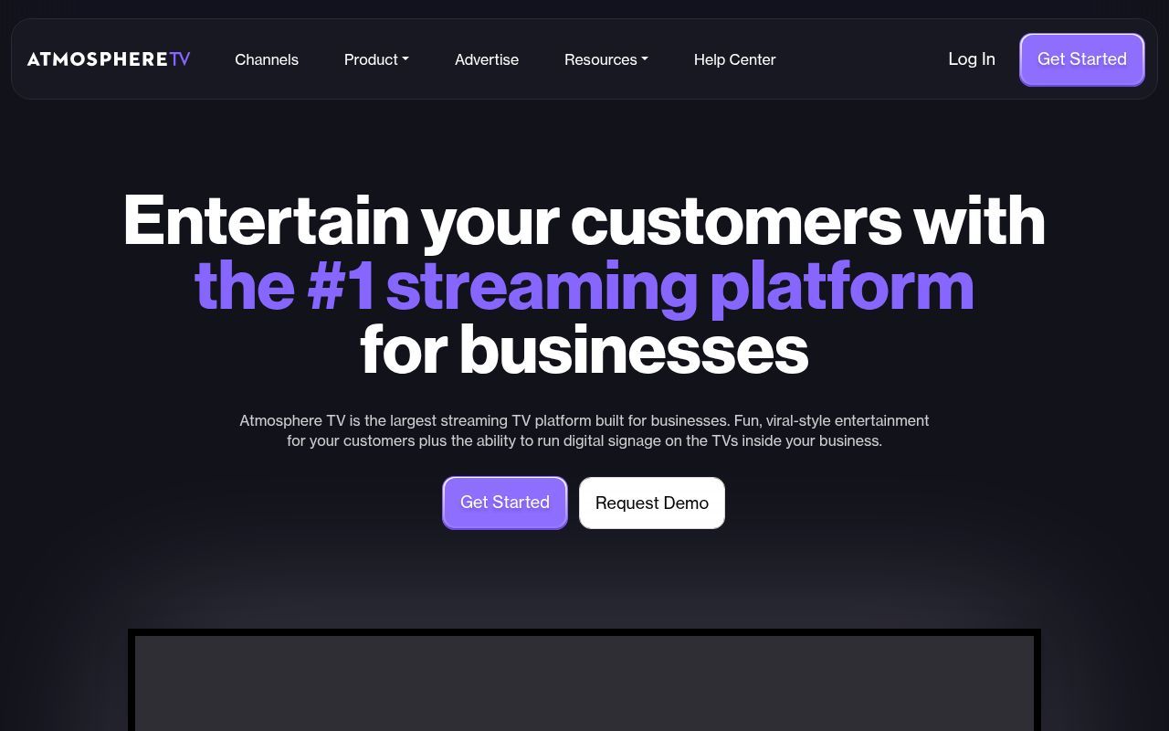Homepage screenshot of atmosphere.tv