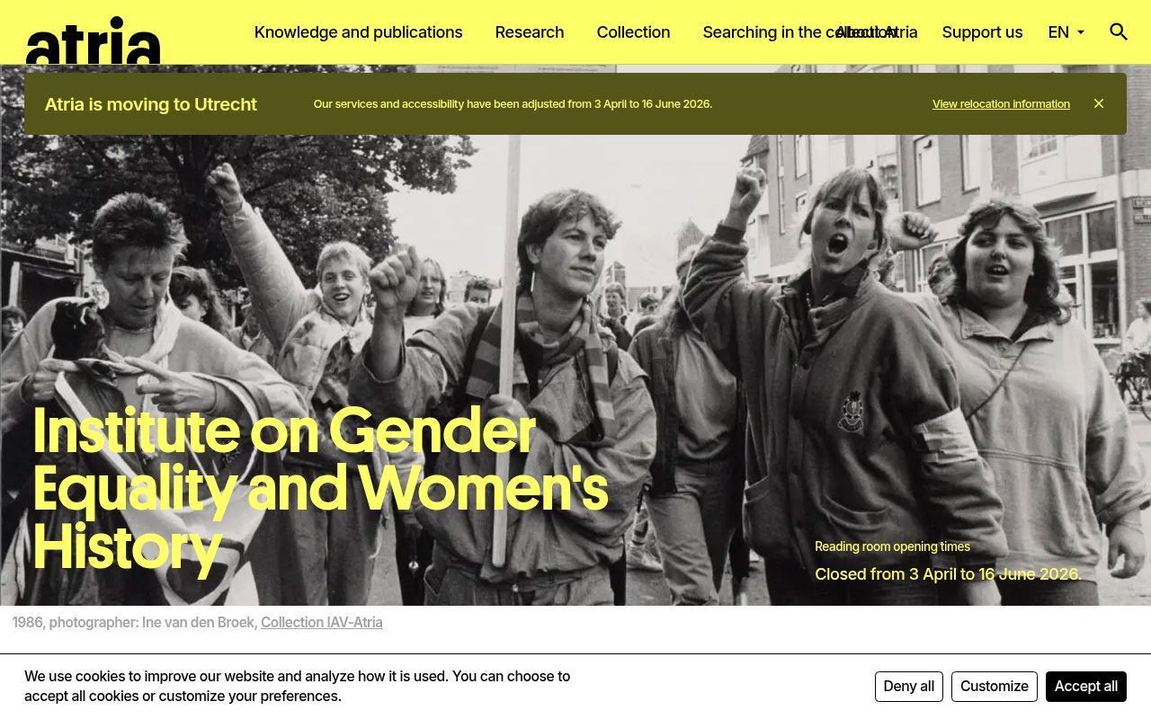 Homepage screenshot of atria.nl