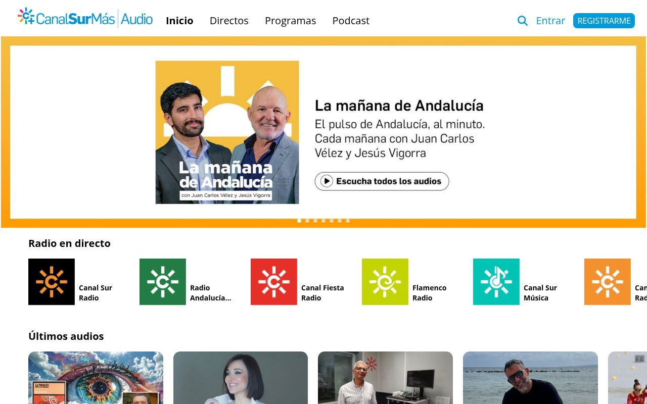 Homepage screenshot of audio.canalsurmas.es