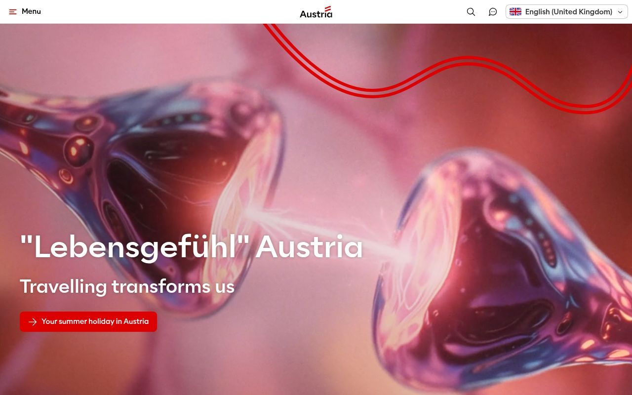Homepage screenshot of austria.info