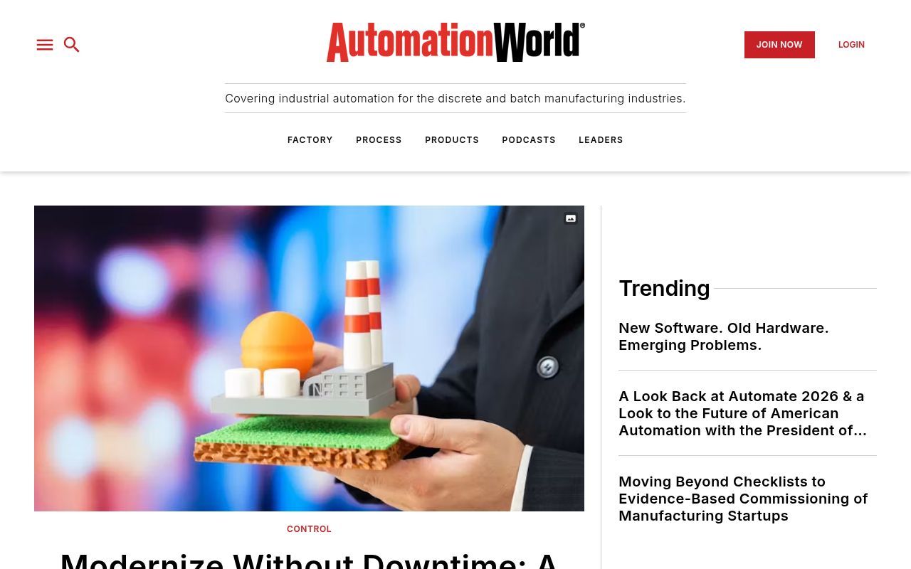 Homepage screenshot of automationworld.com