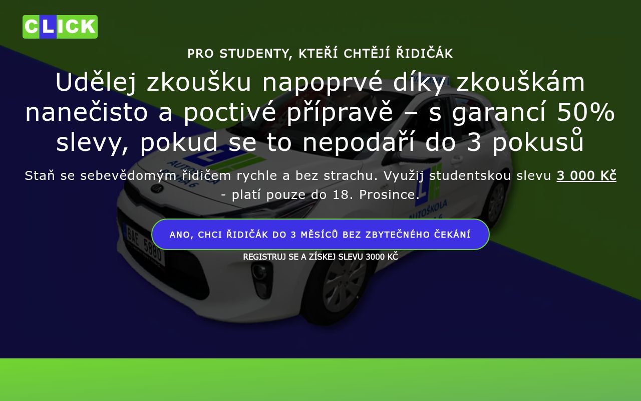 Homepage screenshot of autoskola-click.jmdmedia.agency