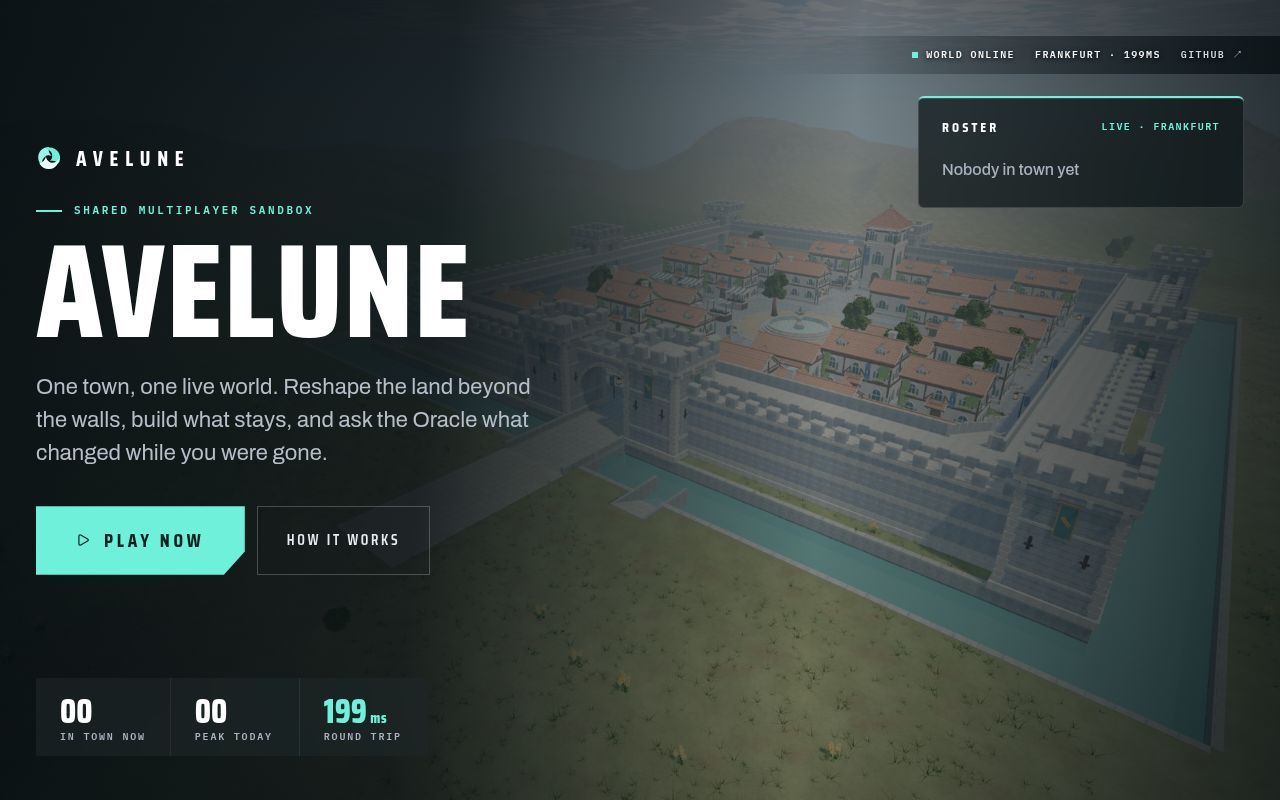 Homepage screenshot of avelune-online.vercel.app