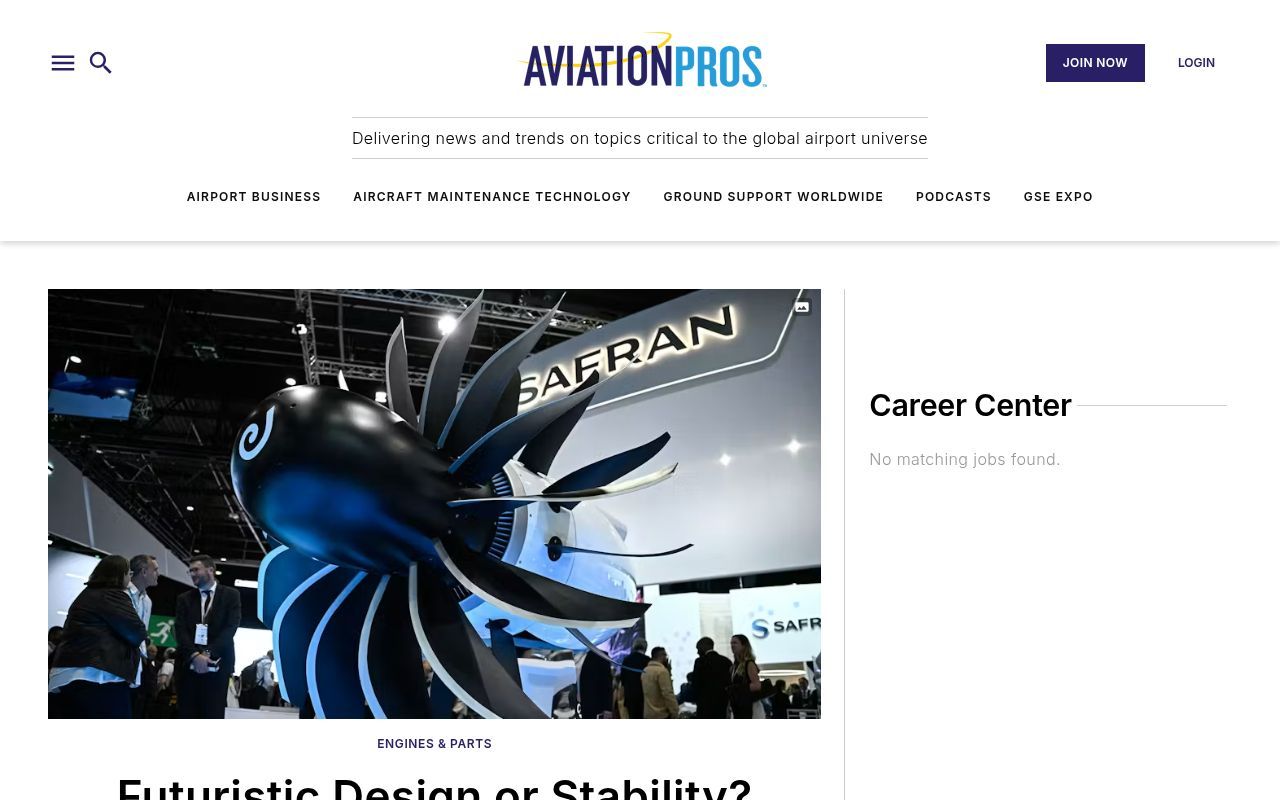 Homepage screenshot of aviationpros.com