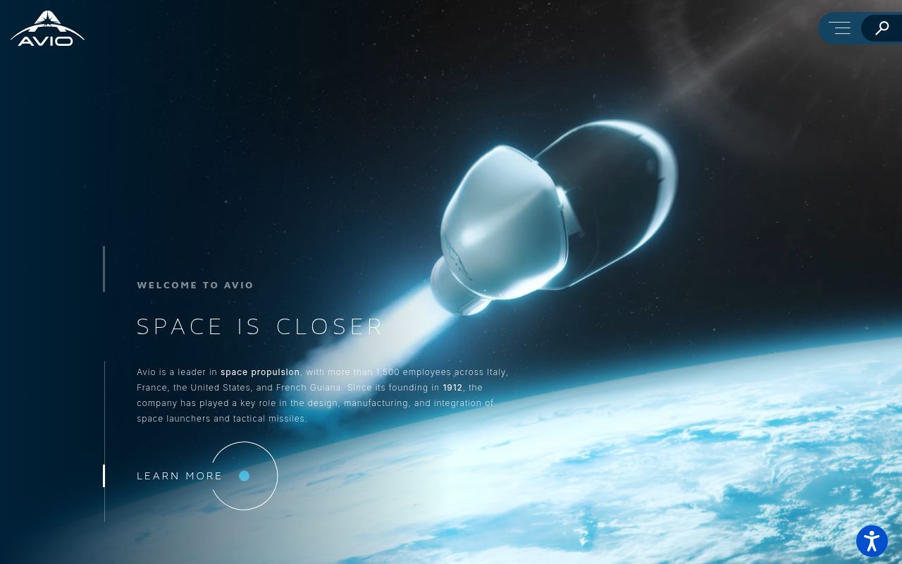 Homepage screenshot of avio.com