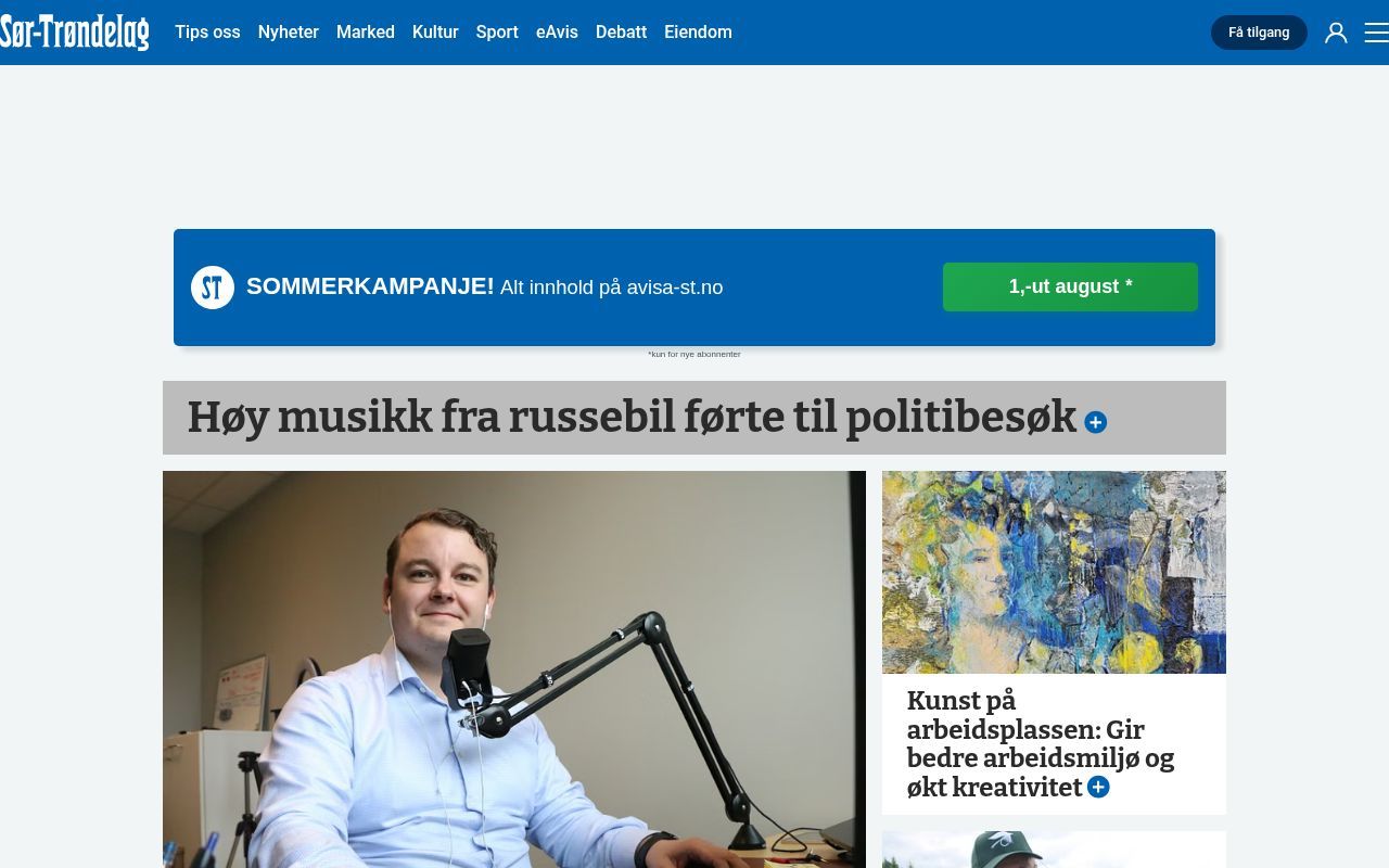 Homepage screenshot of avisa-st.no