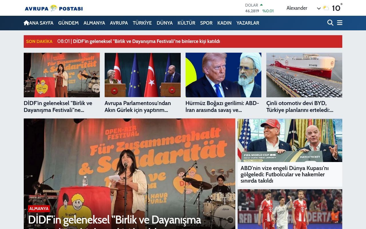 Homepage screenshot of avrupa-postasi.com