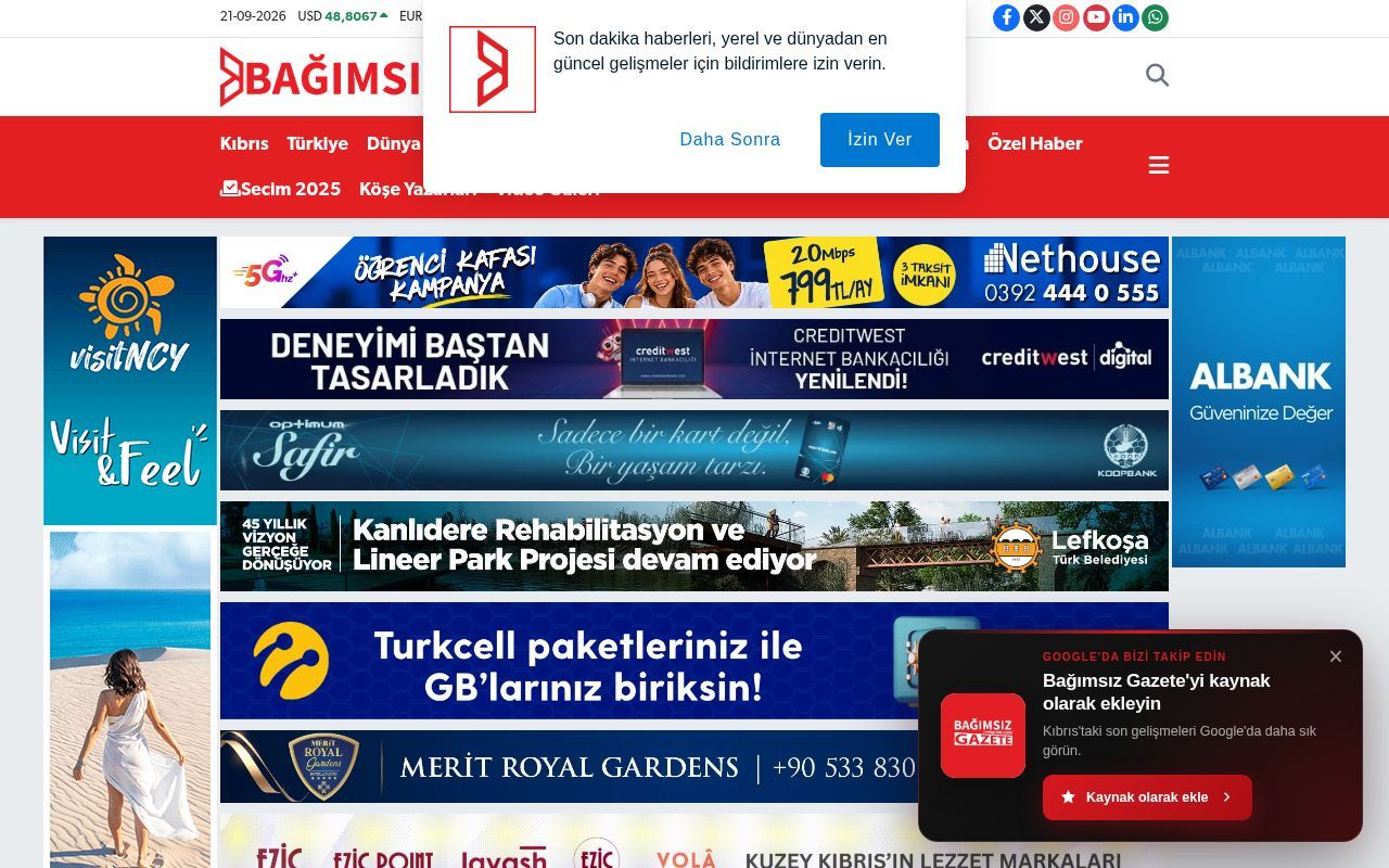 Homepage screenshot of bagimsiz.com