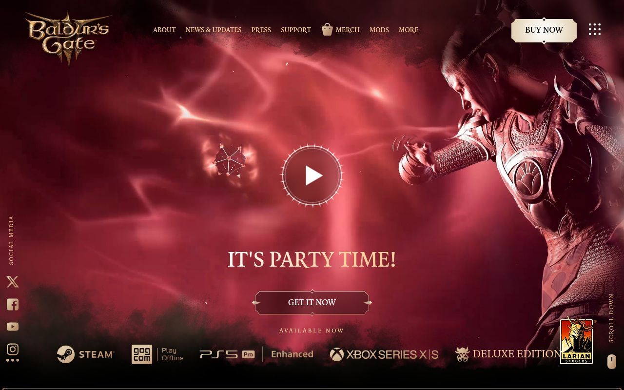 Homepage screenshot of baldursgate3.game