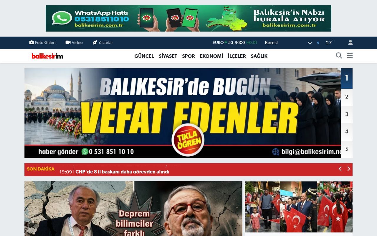 Homepage screenshot of balikesirim.net