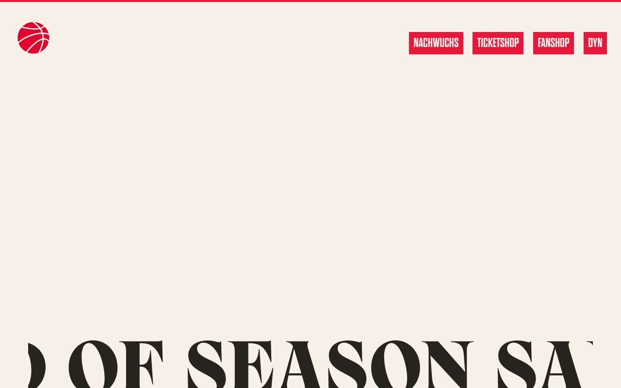Homepage screenshot of bamberg.basketball