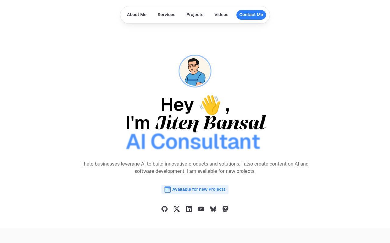 Homepage screenshot of bansal.io