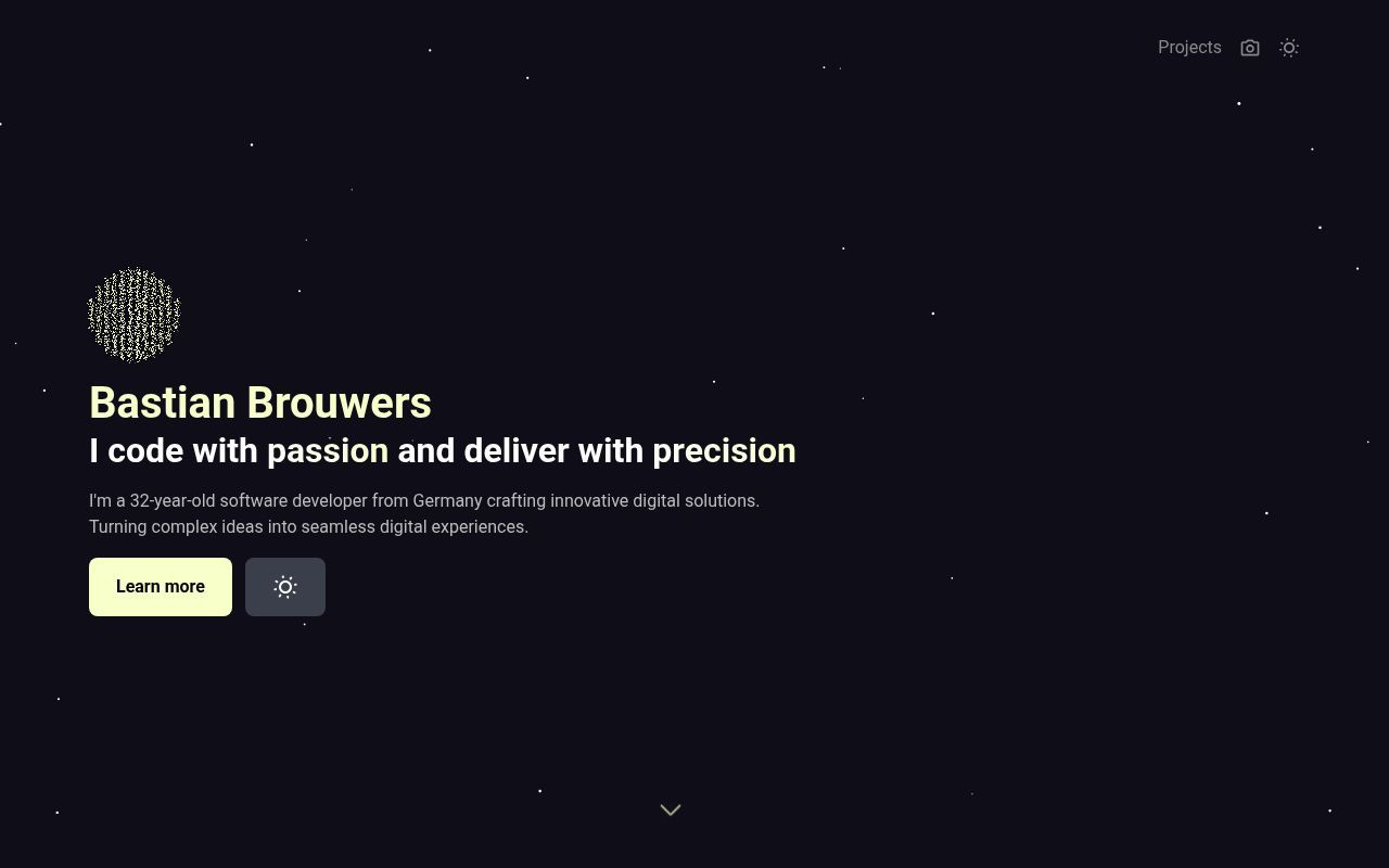 Homepage screenshot of bastianbrouwers.dev