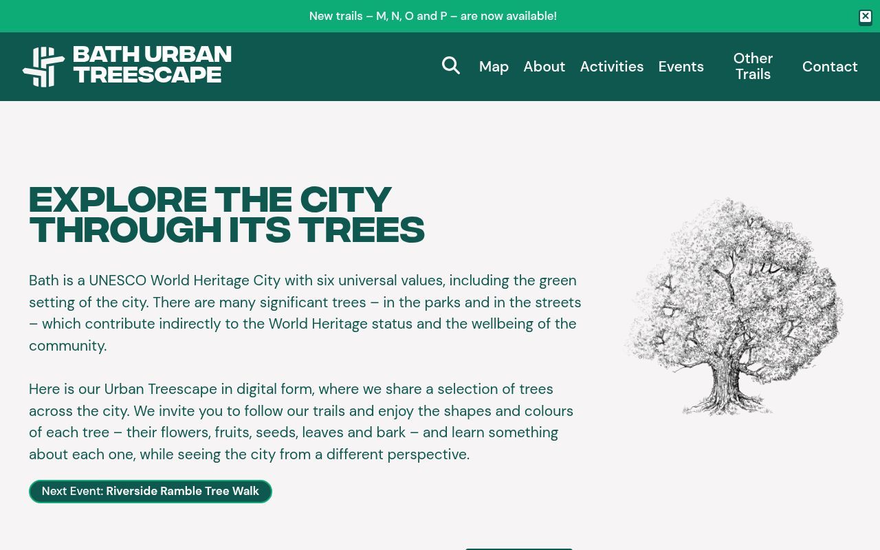 Homepage screenshot of bathurbantreescape.com