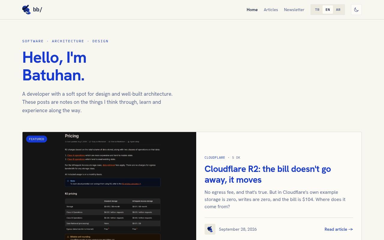 Homepage screenshot of batuhanbas.dev